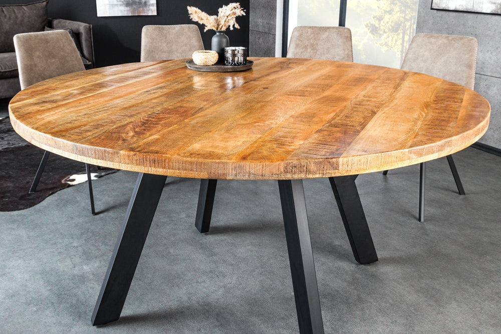 Esstisch Blacksmith Ø 140cm rund Mango natur mit schwarzen Metallbeinen - Bild 2