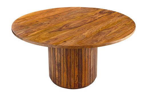 Esstisch Opal Ø 140cm rund Sheesham Timber braun Rock finish