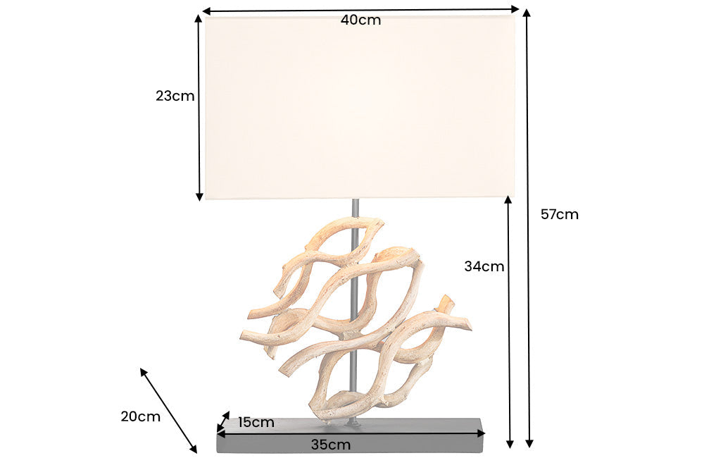 Tischleuchte Wicker 60cm Teakholz Lampenschirm