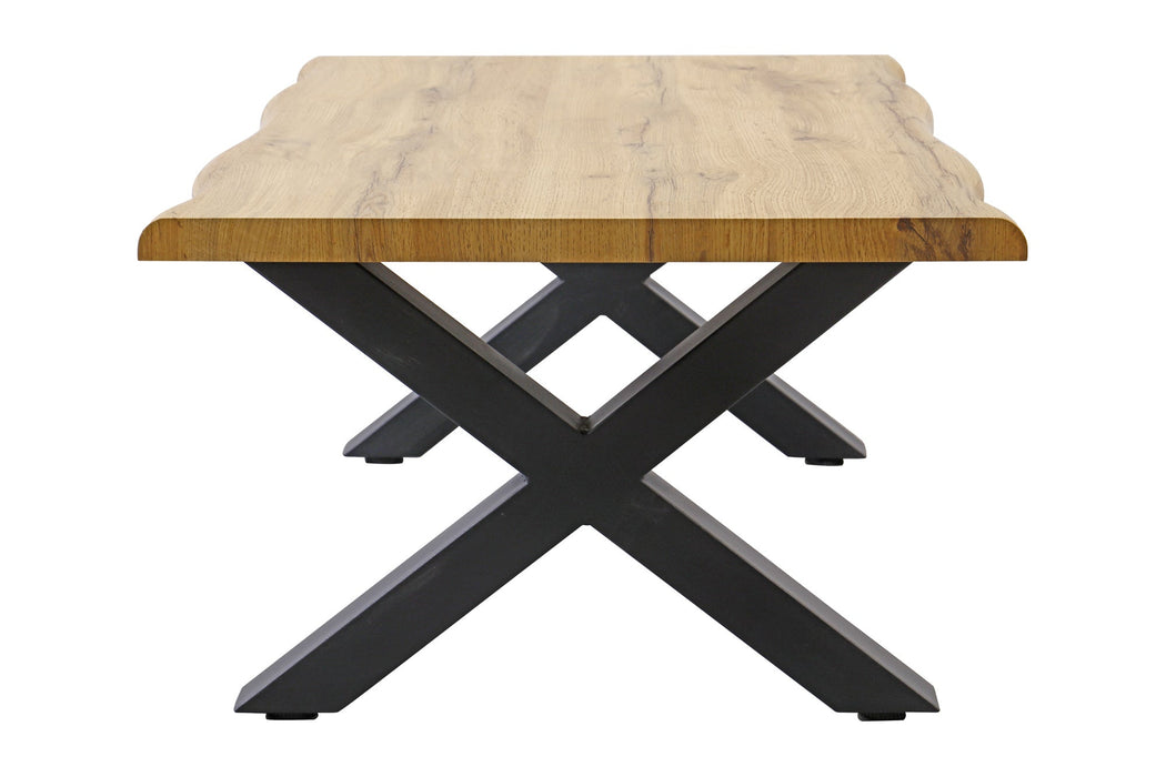 Couchtisch Untamed 90cm Tischplatte 30mm X-Beine Wildeiche Optik natur