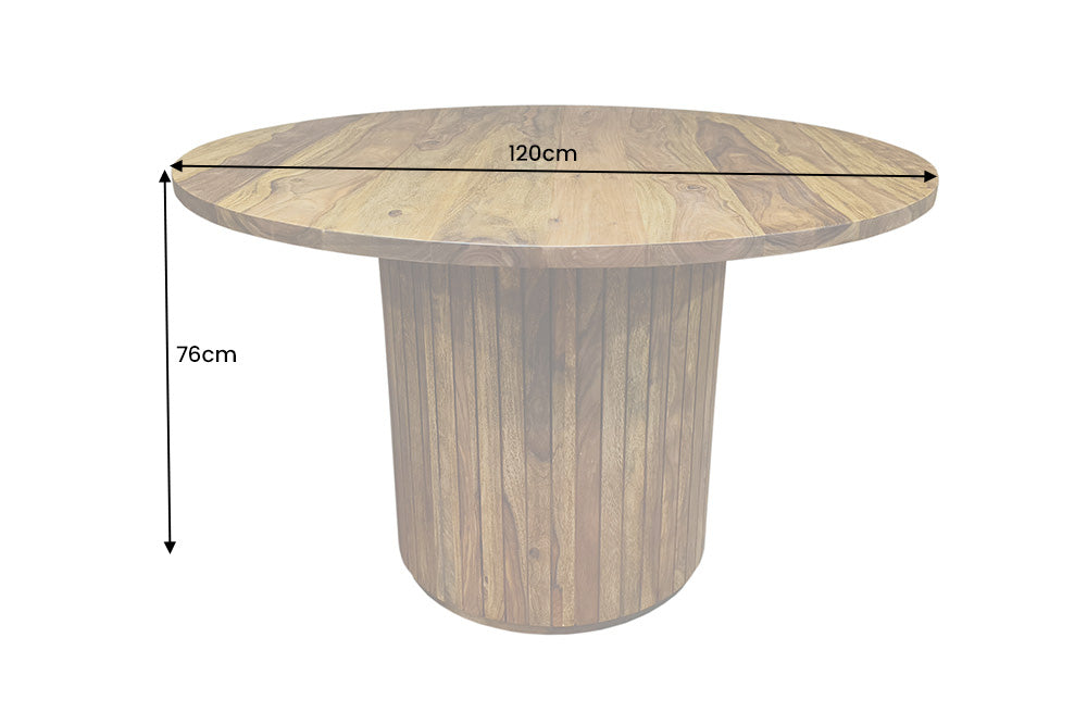 Esstisch Opal Ø 120cm rund Sheesham Timber braun Rock finish - Bild 8