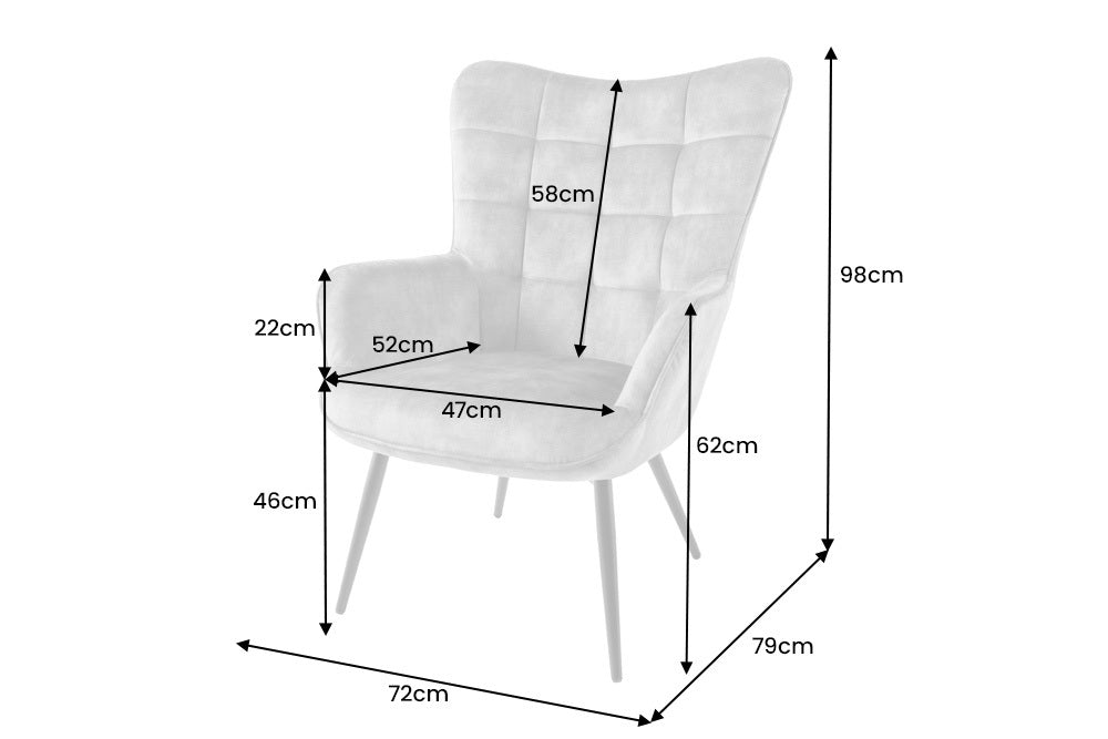 Sessel Nordica mit Armlehnen Strukturstoff blau