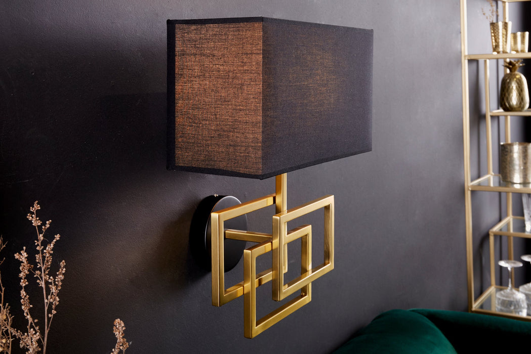 Wandleuchte Canvas gold schwarzer Schirm
