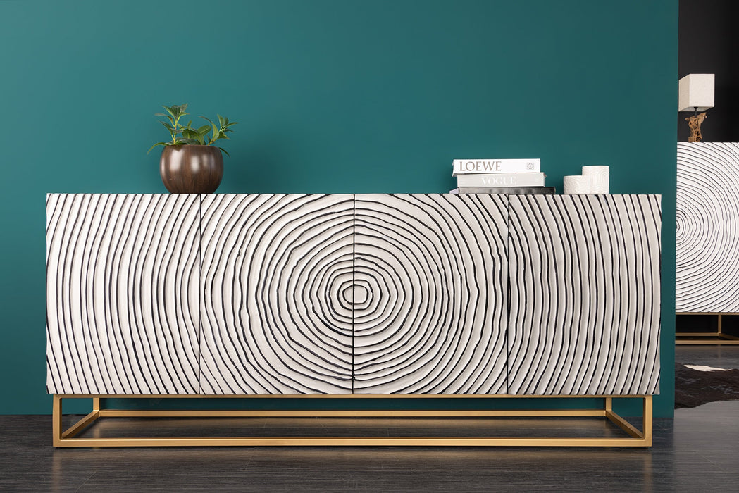 Sideboard Val Müstair 177cm schwarz weiß gold