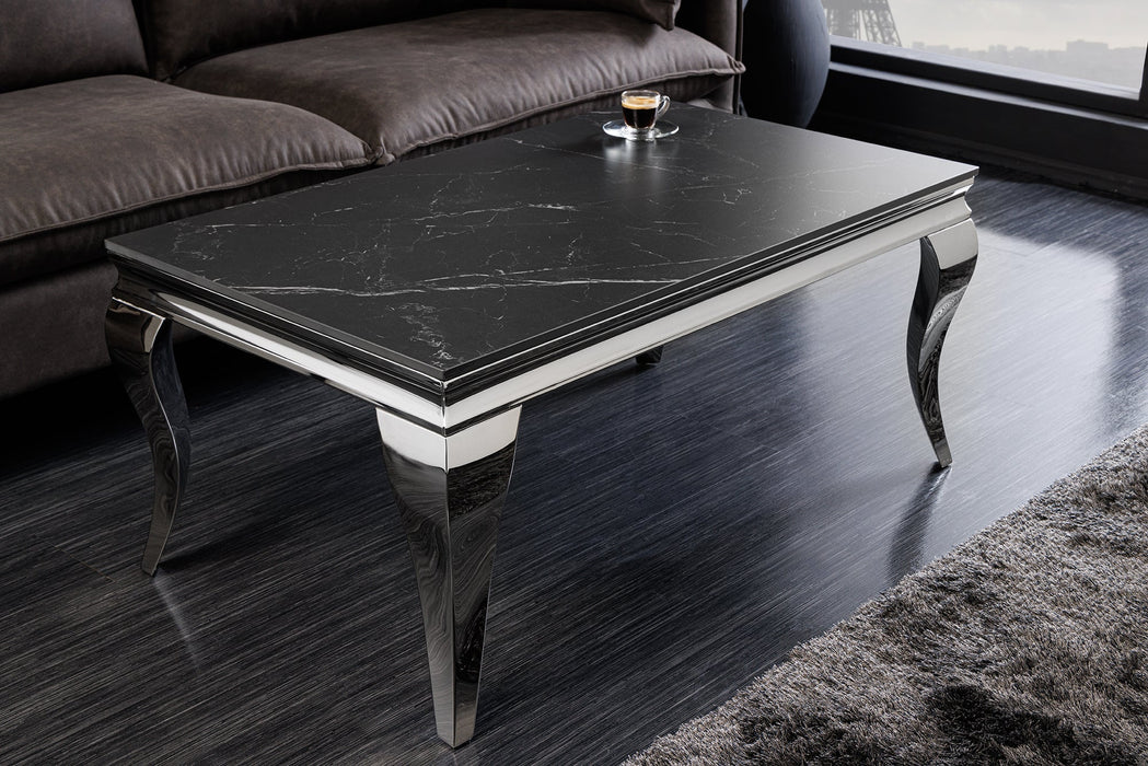 Coffee table Barock 100cm chrome sintered stone