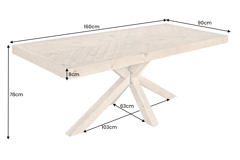 Esstisch Patchwork Pinie 80mm Natur