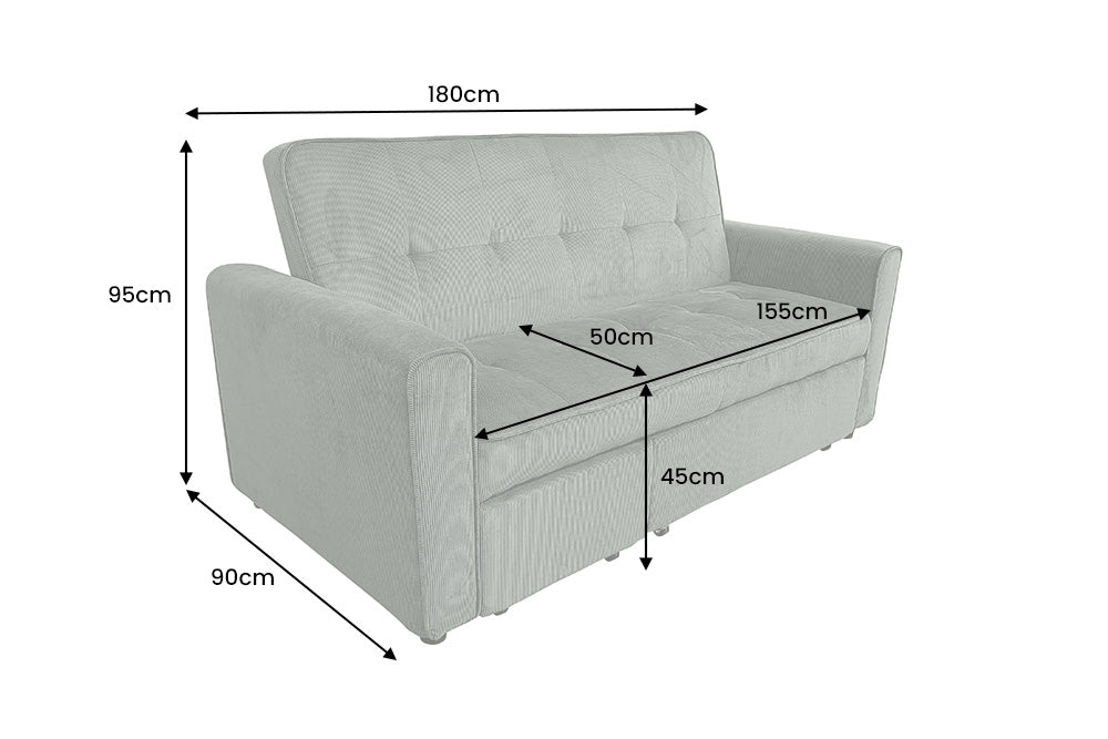 Schlafsofa Venedig 180cm 2-Sitzer Cord grün - Bild 8