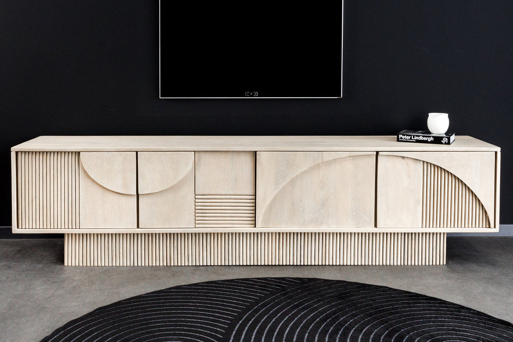 TV Board Aesthetics 200cm Mangoholz weißgekalkt
