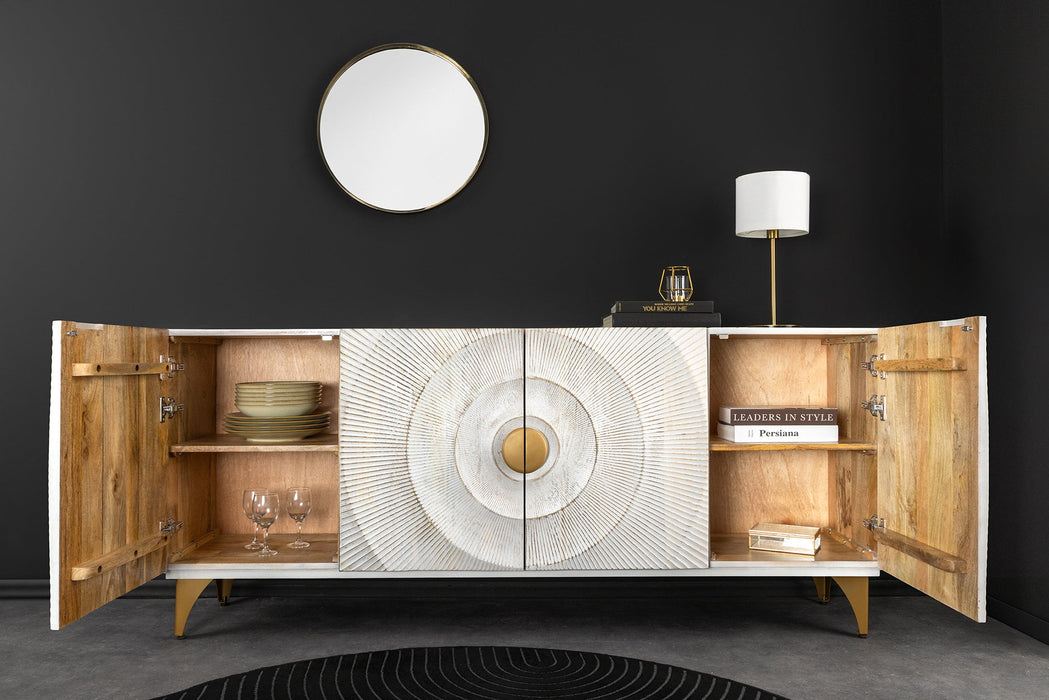 Sideboard Rigi 180cm 3D Mangoholz weiß
