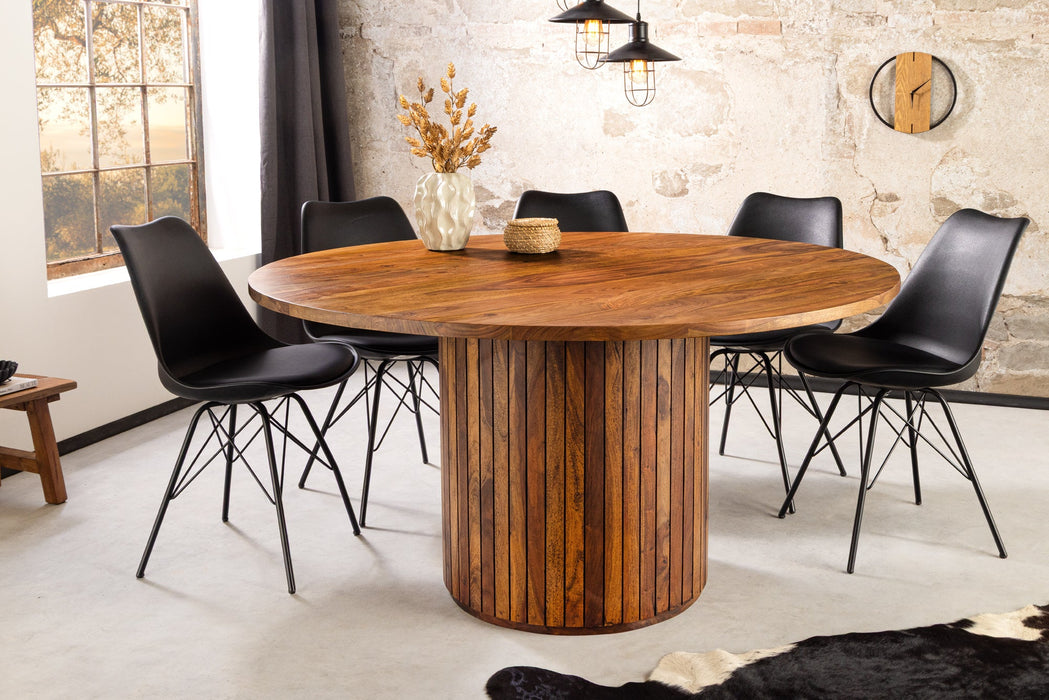 Esstisch Opal Ø 120cm rund Sheesham Timber braun Rock finish - Bild 3