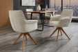 Drehstuhl Uppsala drehbar 180° beige Chenille-Stoff mit Armlehnen und Eiche Timber Beine - Bild 3