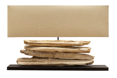 Tischleuchte Stacks natur Treibholz 80cm Leinen Unikat