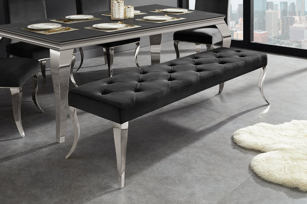 Bank Contemporary BAROCK 170cm Edelstahl Beine Silber Samt Schwarz - Bild 3