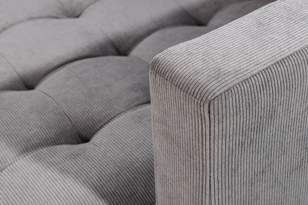 Ecksofa Visby 220cm 3-Sitzer Federkern Cord grau - Bild 6