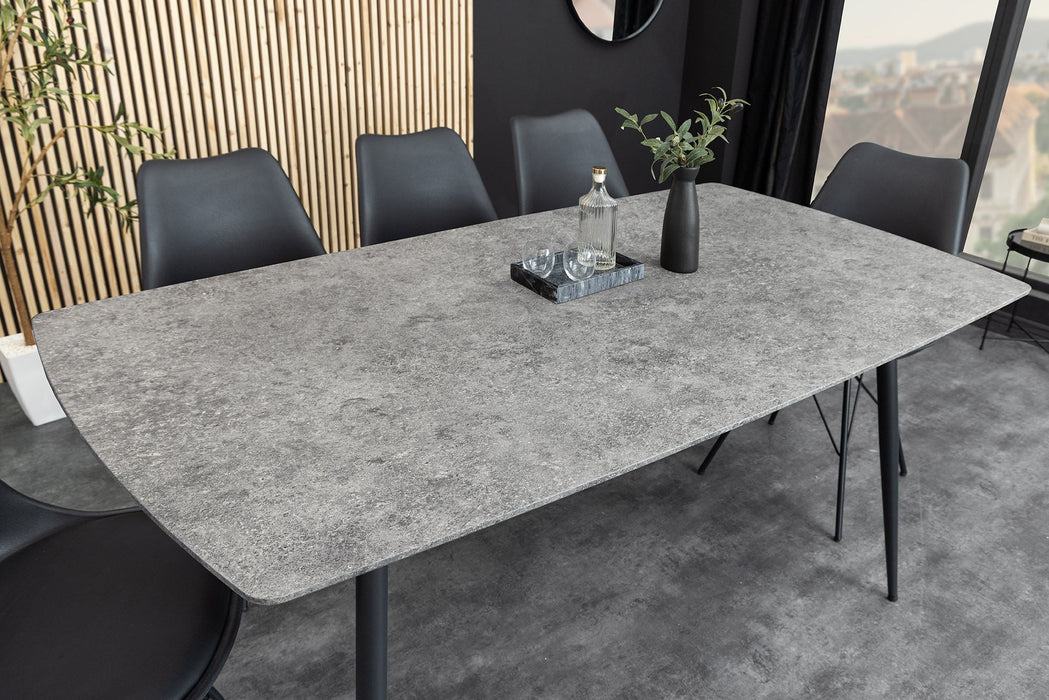 Esstisch Suite 140cm grau Rockoptik mit schwarzem Metallgestell - Bild 4