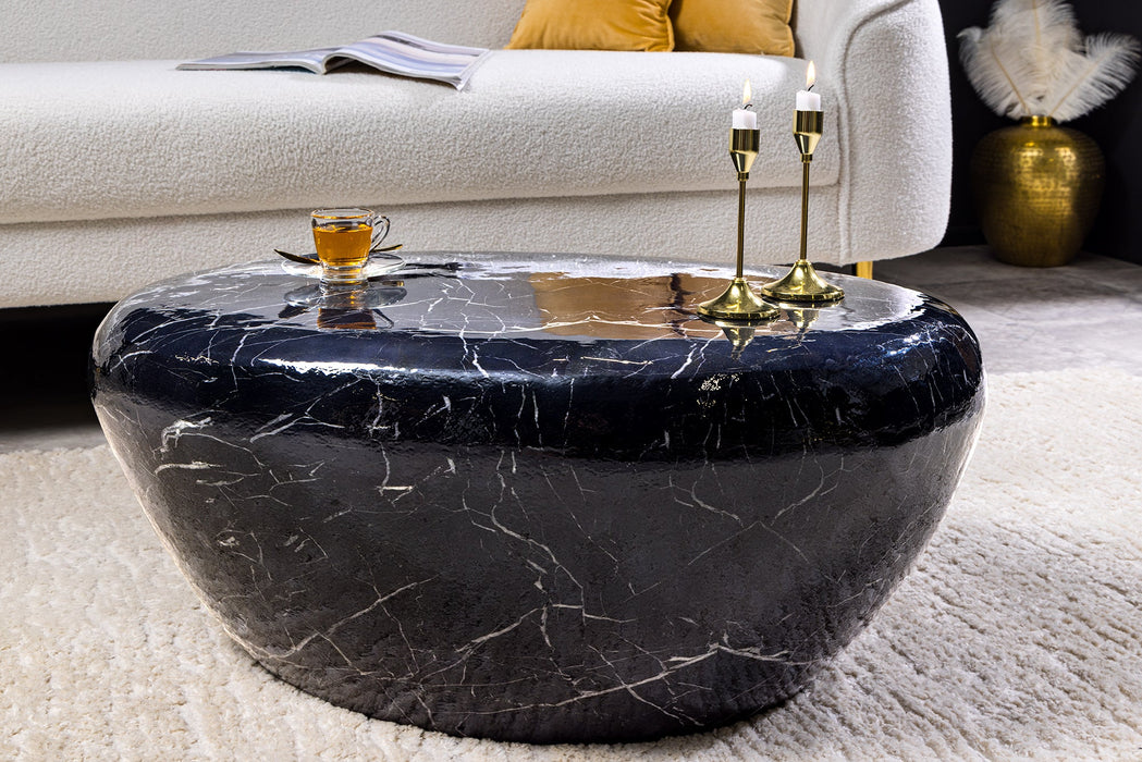 Couchtisch Rock 75cm Marmoroptik schwarz