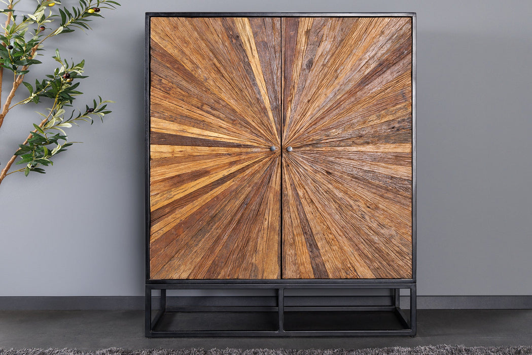 Highboard Barcelona 120cm Mangoholz und braunes Teakholz