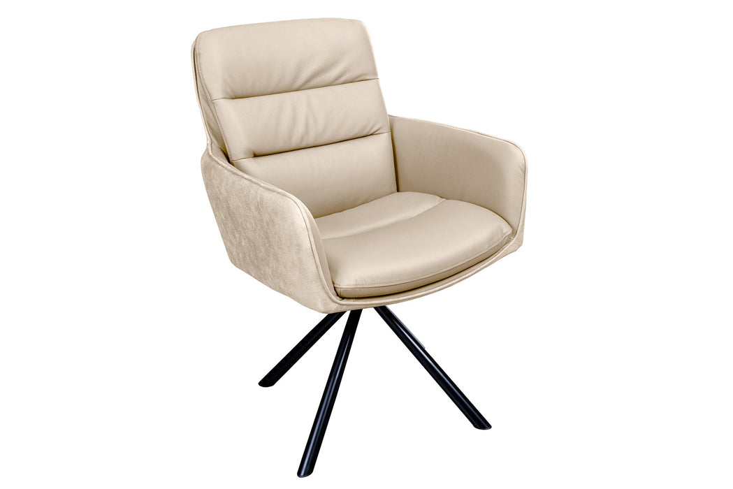 Drehsessel Grand Henry 360° mit Armlehnen Leder und Mikrofaser beige