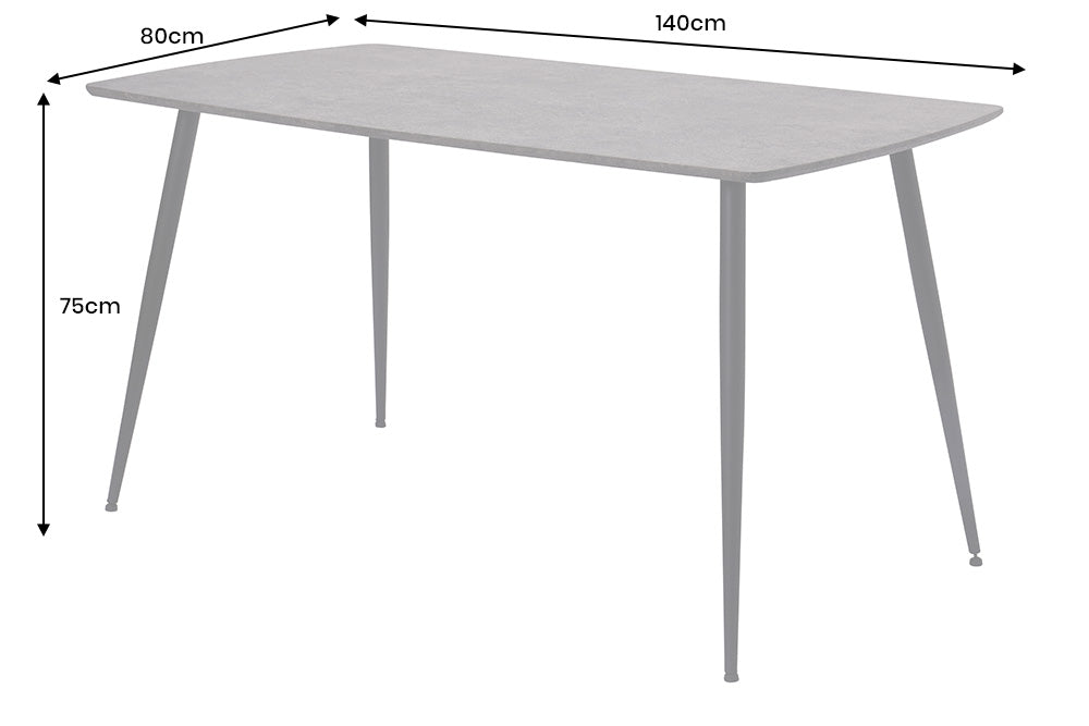 Esstisch Suite 140cm grau Rockoptik mit schwarzem Metallgestell - Bild 8