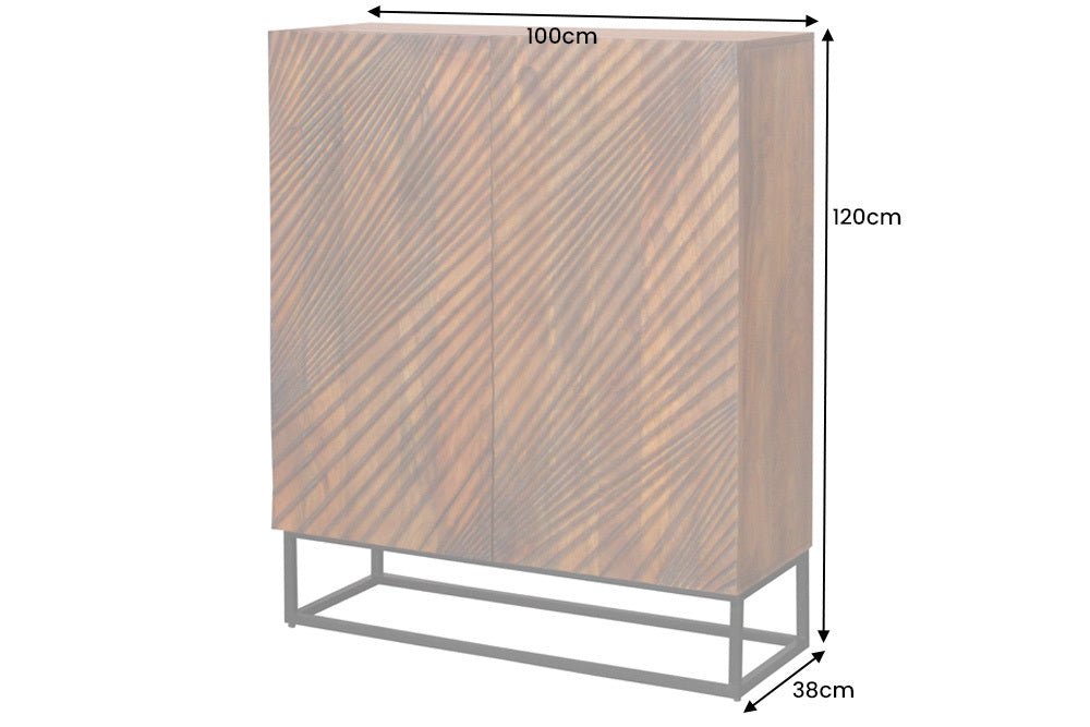 Highboard LINE ART 120cm 3D Mangoholz braun schwarz