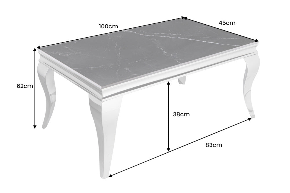 Coffee table Barock 100cm chrome sintered stone