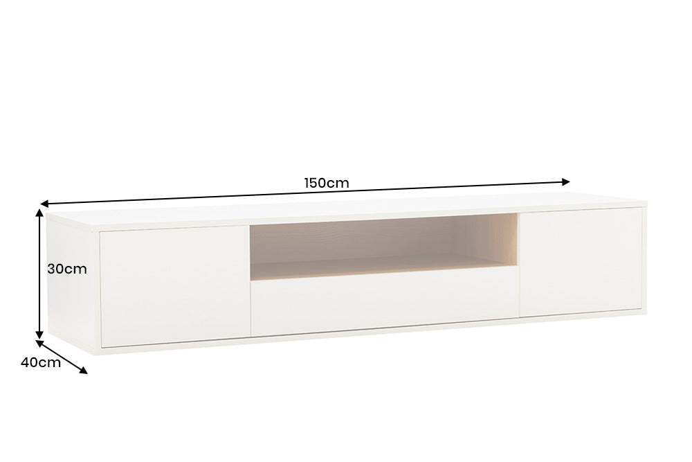 TV-Board Penthouse 150cm hängend weiß natur - Bild 8