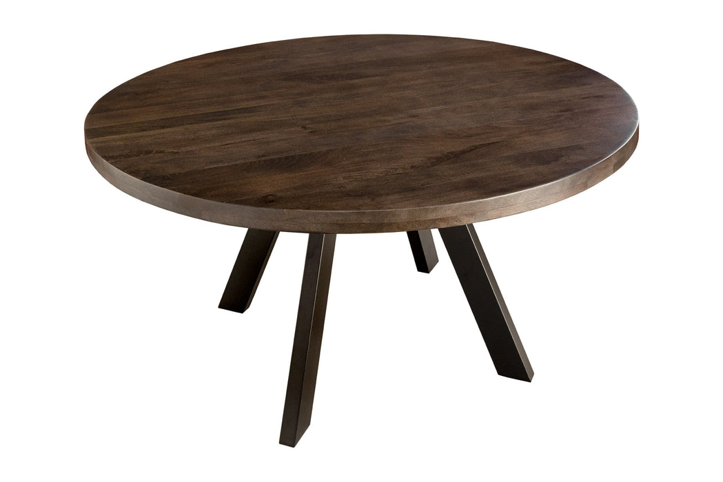 Esstisch Blacksmith Ø 120cm rund Mango Timber taupe braun mit schwarzen Beinen