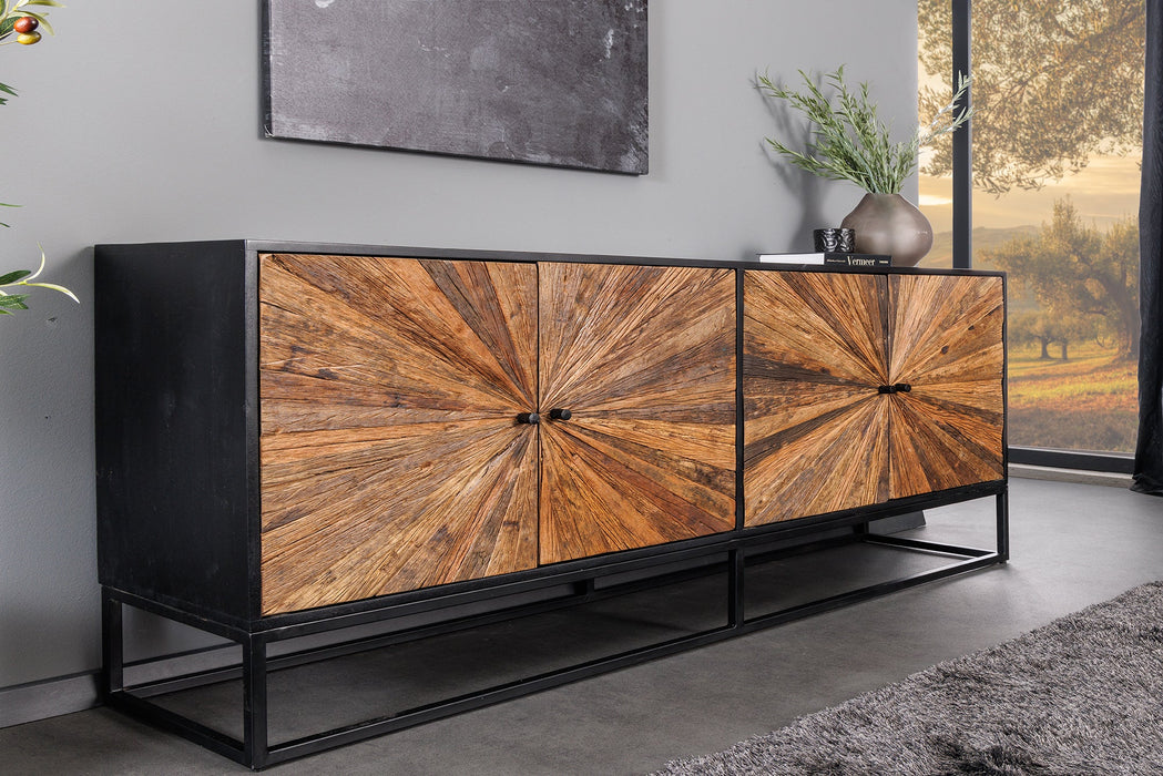 Sideboard Barcelona 180cm Mangoholz und braunes Teakholz