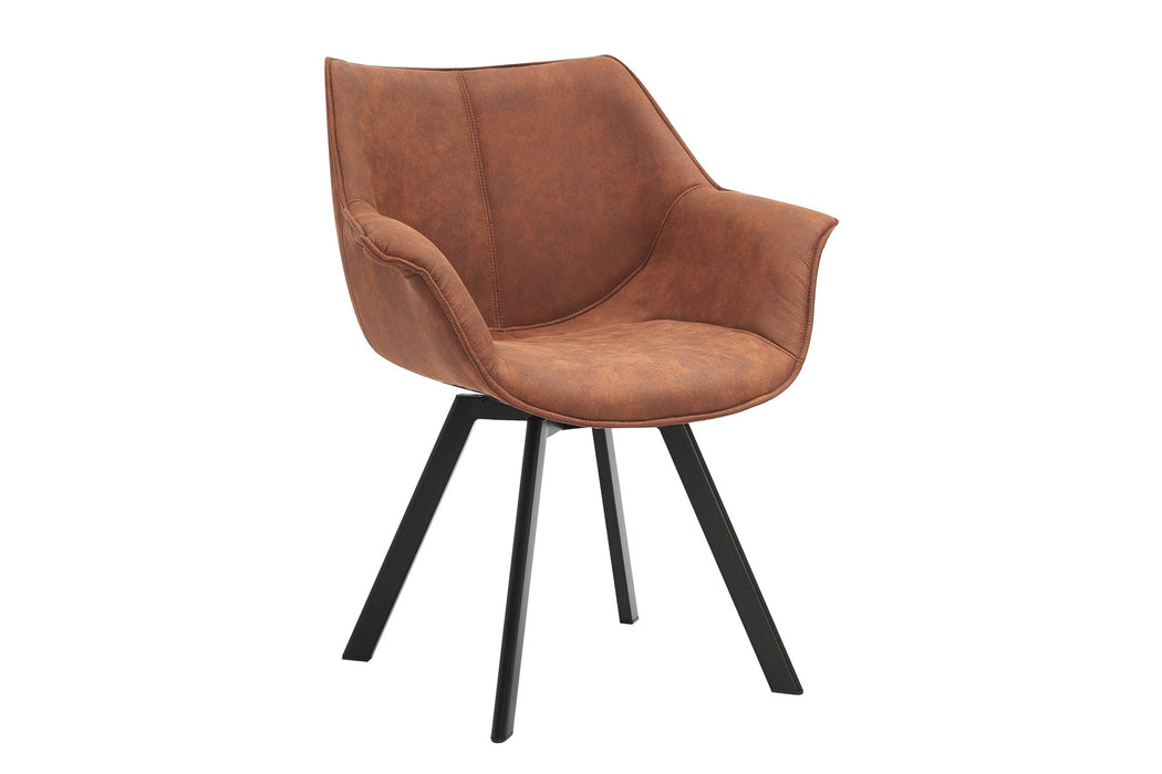 Drehstuhl THE Nordic Vintage drehbar 180° antikbraun schwarz Beine