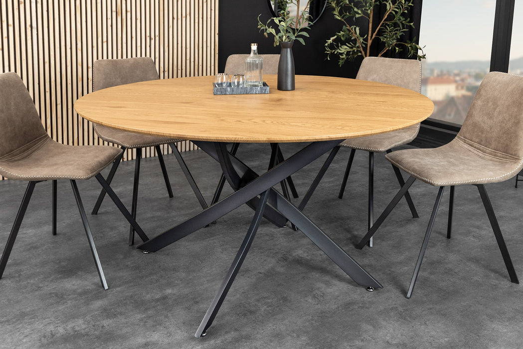 Esstisch Heliux 120cm rund natur Ungezähmte Eiche Holzoptik mit schwarzem Metallgestell - Bild 2