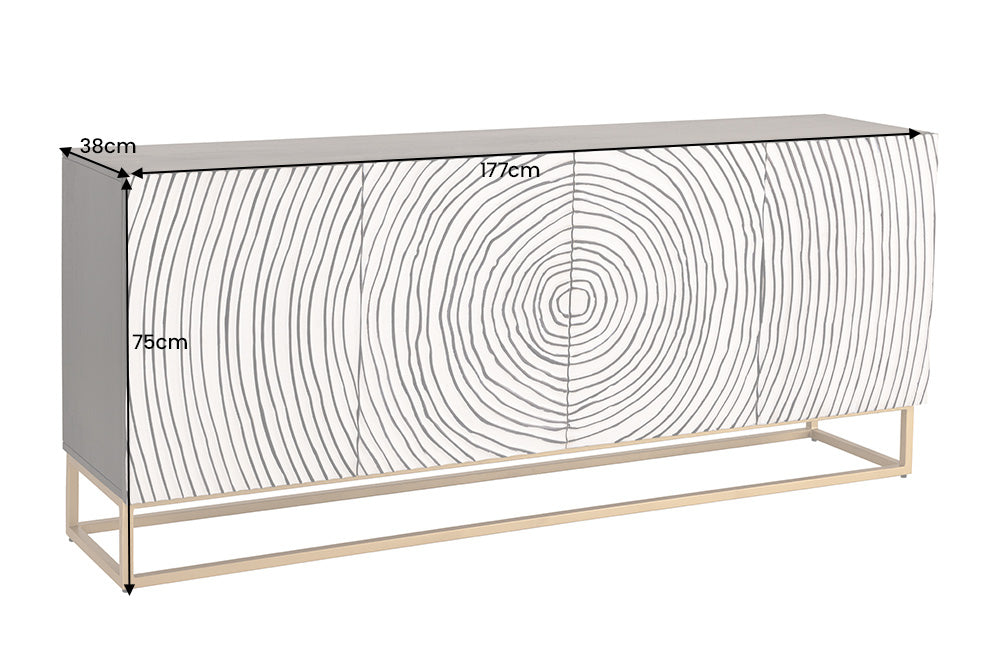 Sideboard Val Müstair 177cm schwarz weiß gold