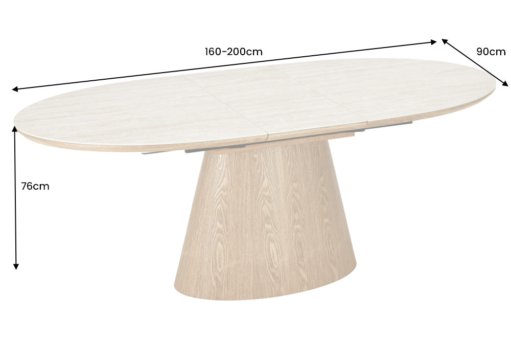 Esstisch Saloon 160-200cm ausziehbar Eiche Timber look Keramikplatte Travertin - Bild 8