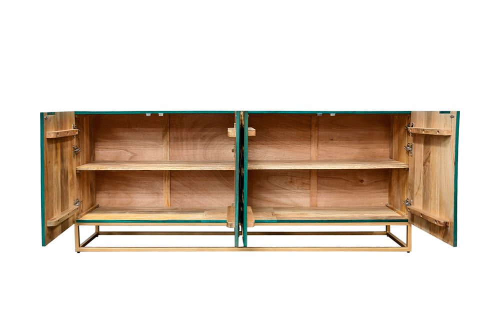 Sideboard GOLDEN Lagune 180cm 3D Mango Holz türkis Metall gold - Bild 7