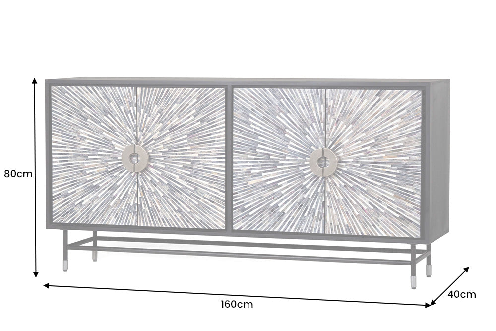 Sideboard Schilthorn 160cm Mosaik-Knochen schwarz weiss - Bild 8