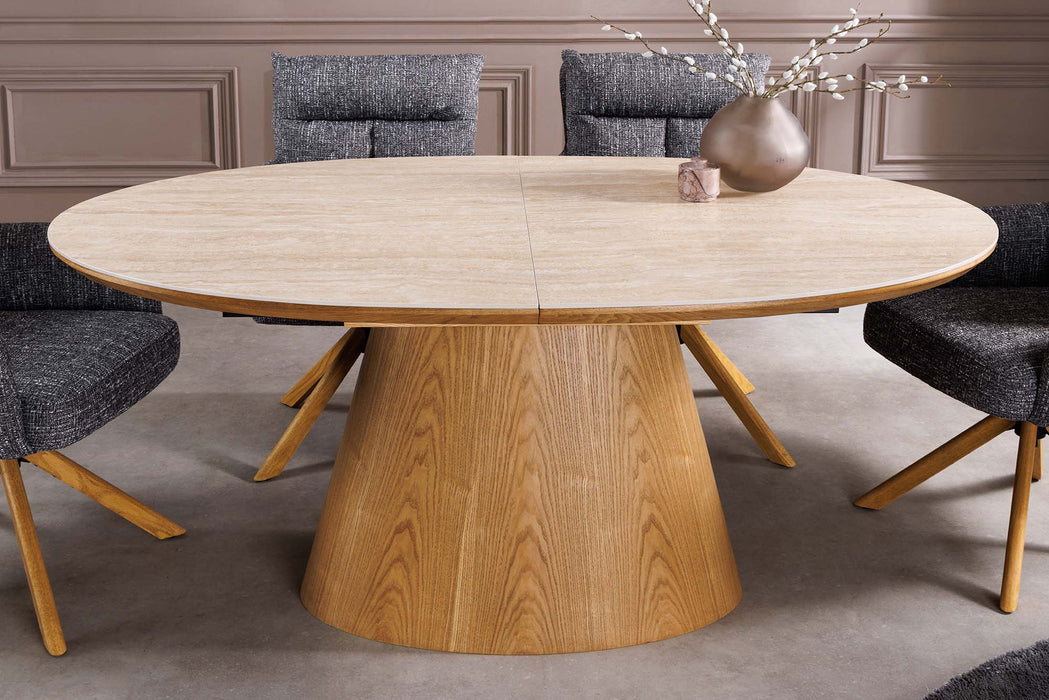 Esstisch Saloon 160-200cm ausziehbar Eiche Timber look Keramikplatte Travertin - Bild 4