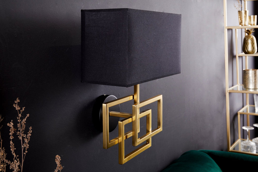 Wandleuchte Canvas gold schwarzer Schirm