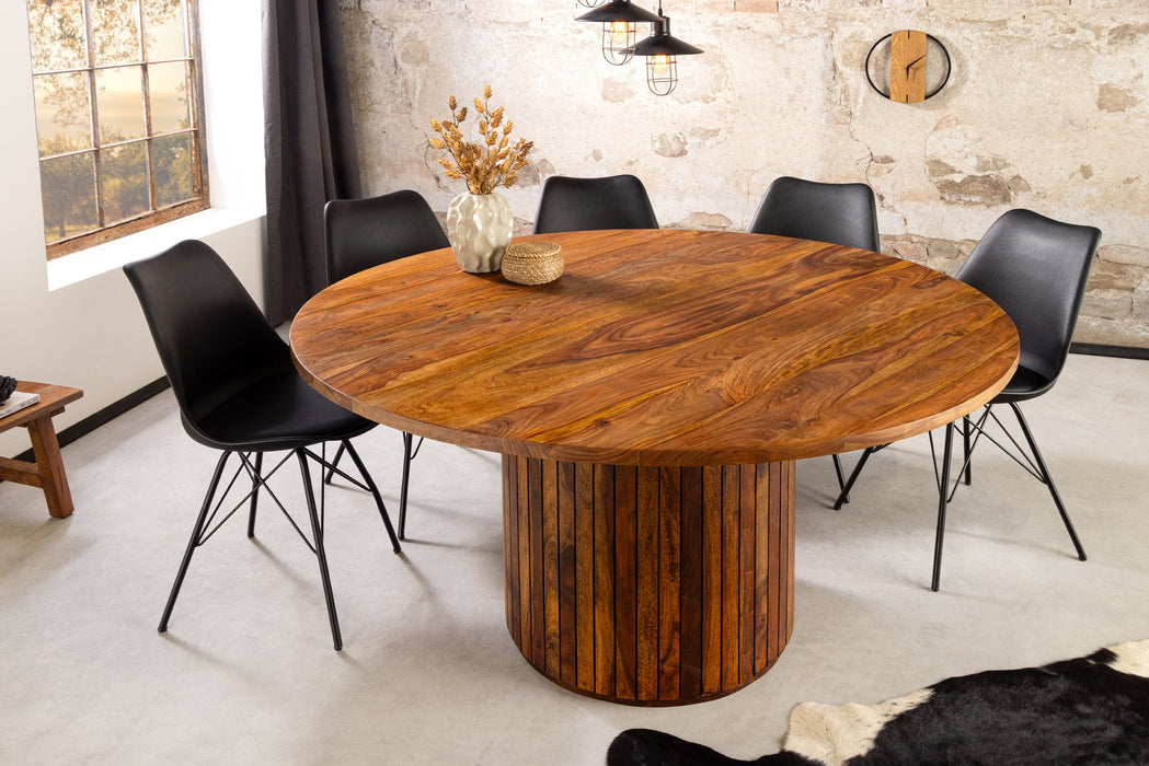 Esstisch Opal Ø 140cm rund Sheesham Timber braun Rock finish - Bild 2