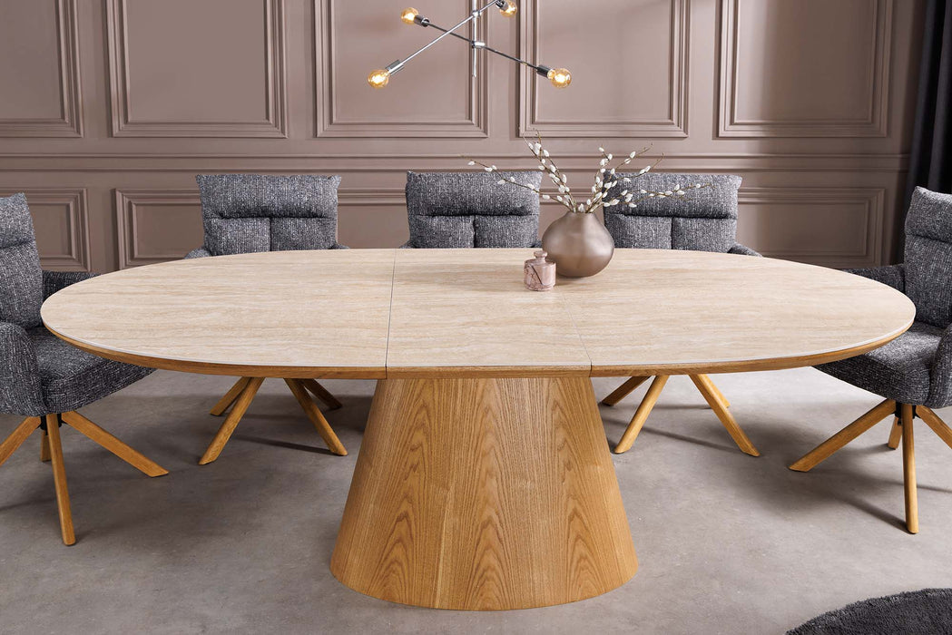 Esstisch Saloon 160-200cm ausziehbar Eiche Timber look Keramikplatte Travertin - Bild 3