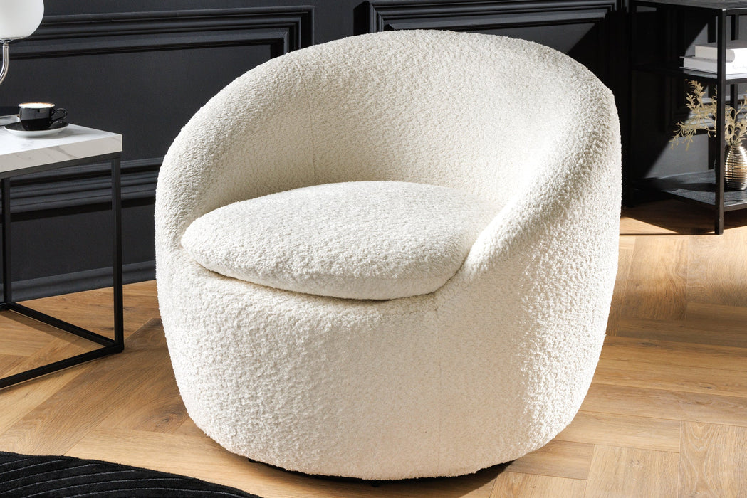 Armchair Atlantis 360° rotatable bouclé white