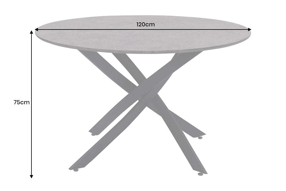 Esstisch Heliux 120cm rund grau Rockoptik mit schwarzem Metallgestell - Bild 8