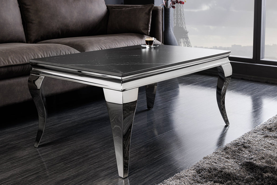 Coffee table Barock 100cm chrome sintered stone