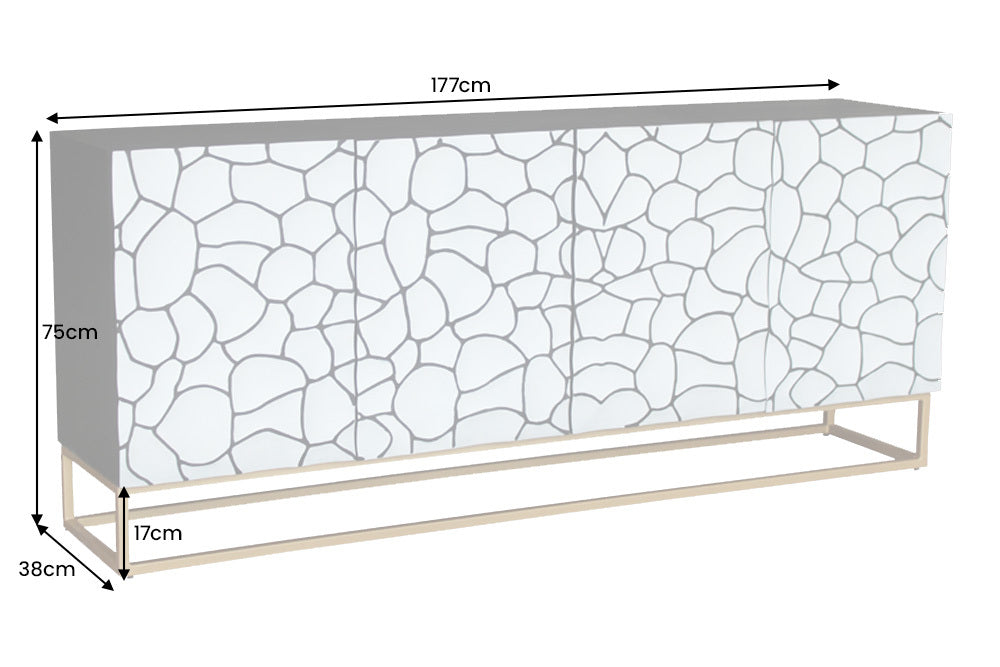 Sideboard Vulcan 177cm Mosaik schwarz weiß