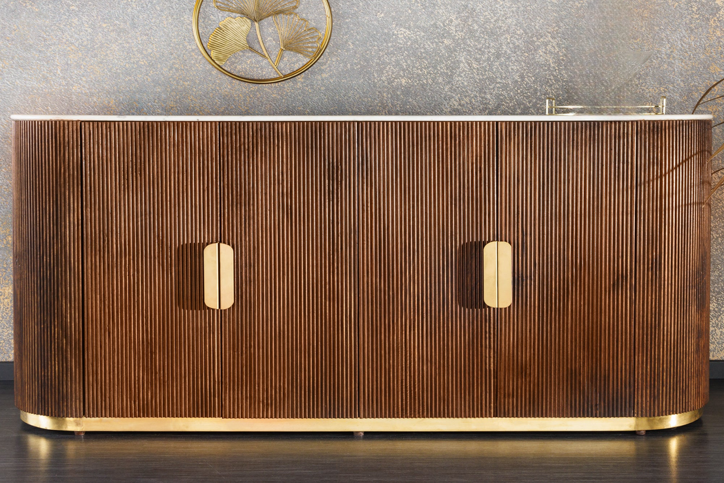 Sideboard Säntis 180cm Mango Marmor weiß