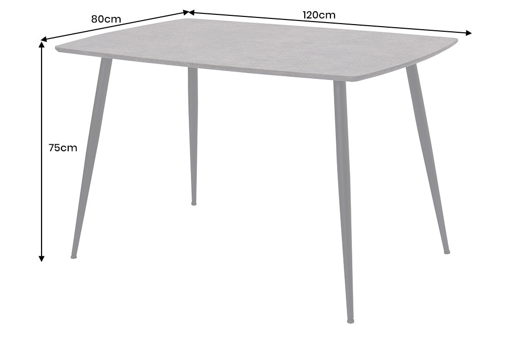 Esstisch Suite 120cm grau Rockoptik mit schwarzem Metallgestell - Bild 8