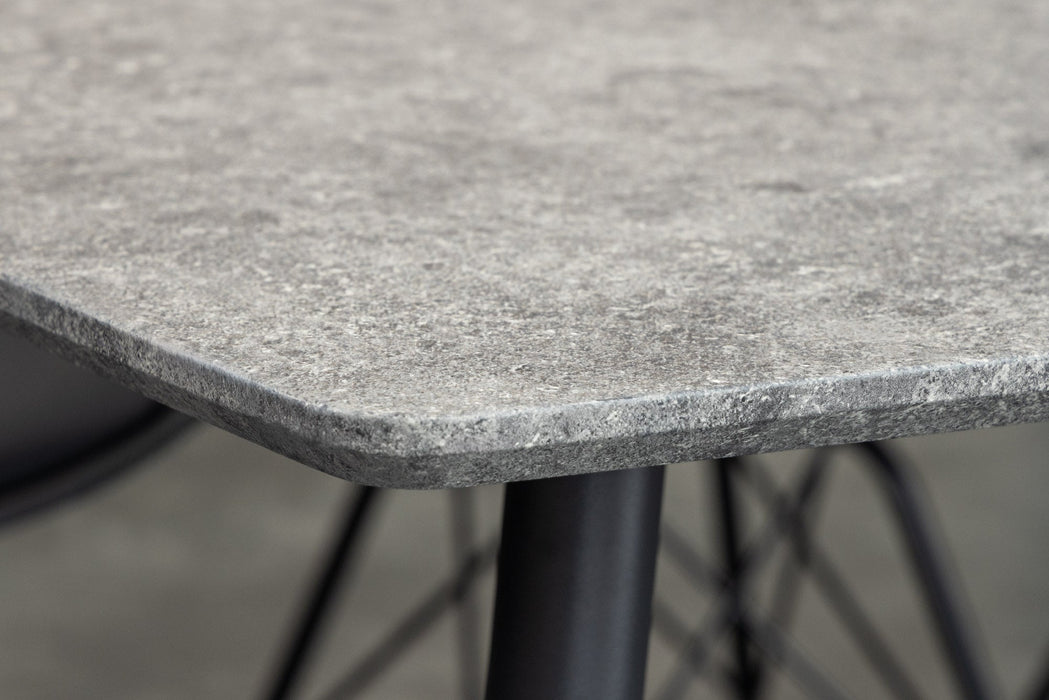 Esstisch Suite 120cm grau Rockoptik mit schwarzem Metallgestell - Bild 6