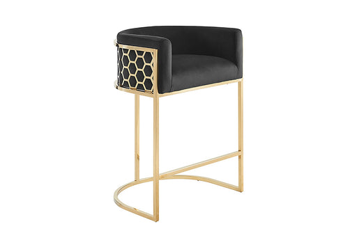Barhocker Eleganz Samt schwarz mit goldenem Edelstahlgestell Art-Déco