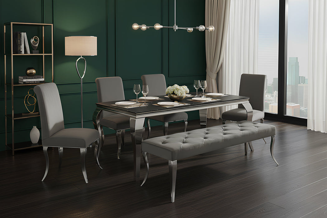 Sitzbank Contemporary BAROCK 170cm Edelstahl Beine Silber Samt Grau - Bild 2