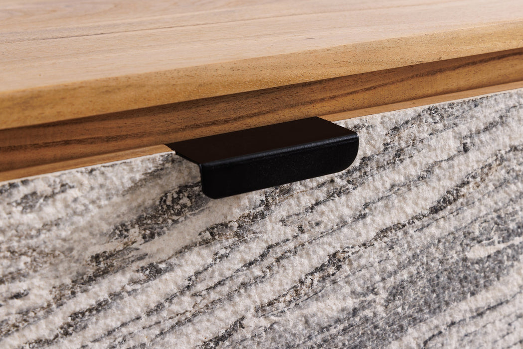 TV-Board Natural 160cm hängend Akazie Timber natur mit Rock Look Front - Bild 7