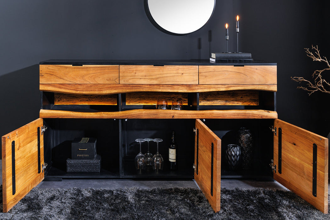 Sideboard Pure Akazie 180cm Akazie Holz natürliche Kante w/ LED Licht - Bild 4