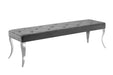 Sitzbank Contemporary BAROCK 170cm Edelstahl Beine Silber Samt Grau